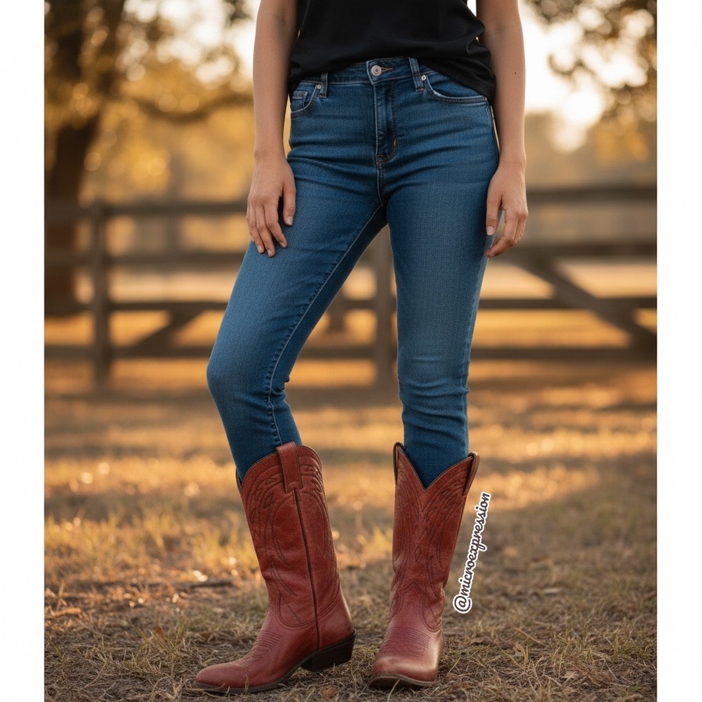 $385 Frye Billy Vintage Red Brick Leather Embroidered Pull-On Cowgirl Tall Boot - Picture 2 of 15